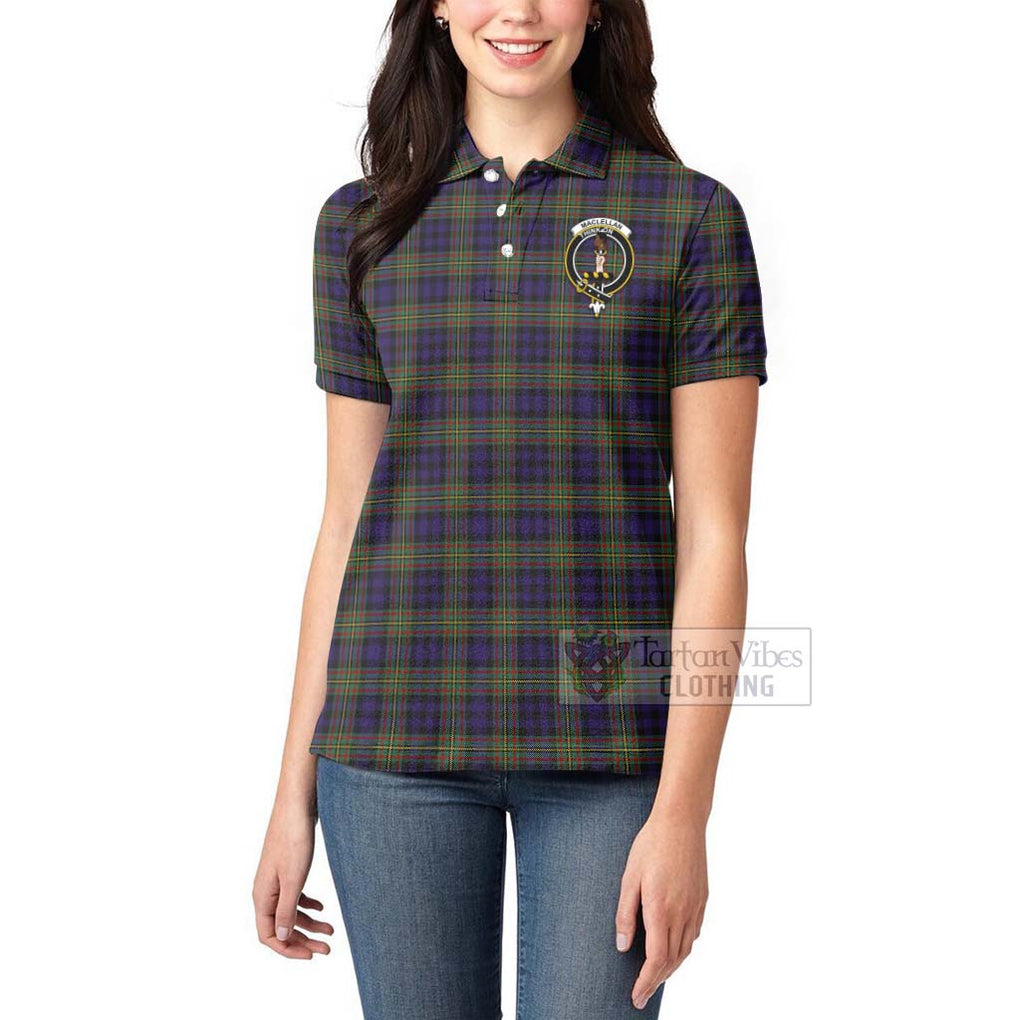 Tartan Vibes Clothing MacLellan (McLellan) Tartan Women's Polo Shirt with Family Crest Celtic Skull Style