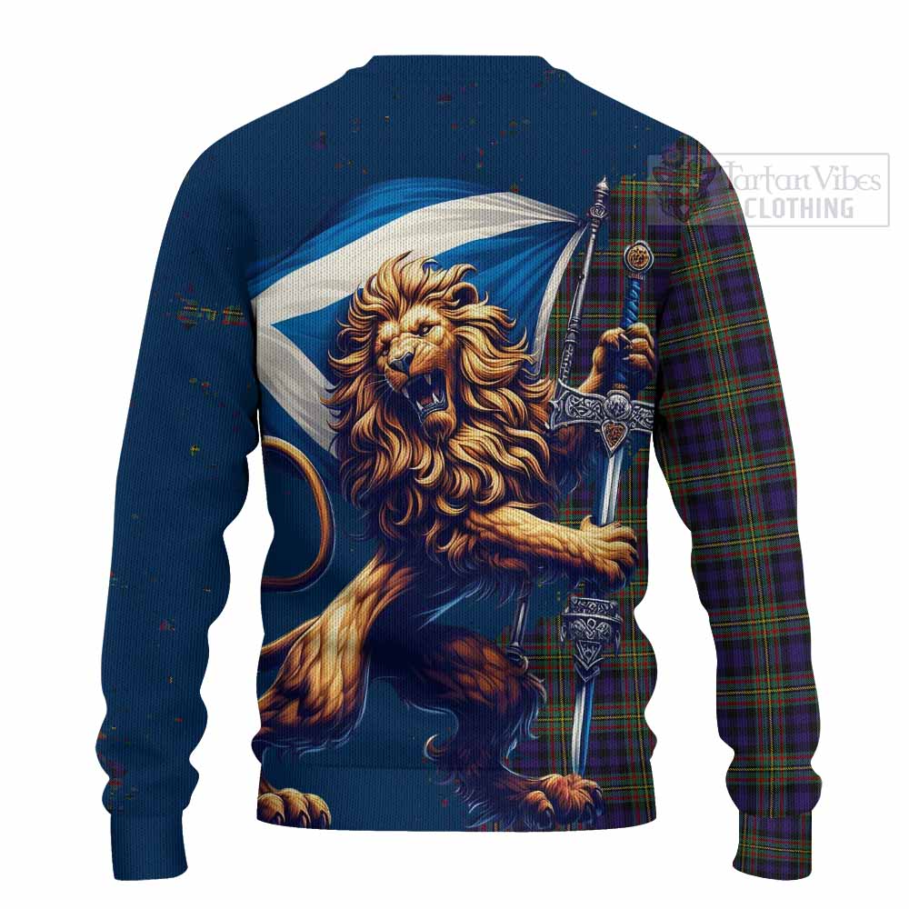 Tartan Vibes Clothing MacLellan (McLellan) Tartan Family Crest Knitted Sweater with Scottish Majestic Lion