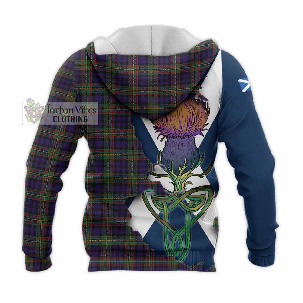 Tartan Vibes Clothing MacLellan (McLellan) Tartan Family Crest Knitted Hoodie Scottish Thistle Celtic Inspired