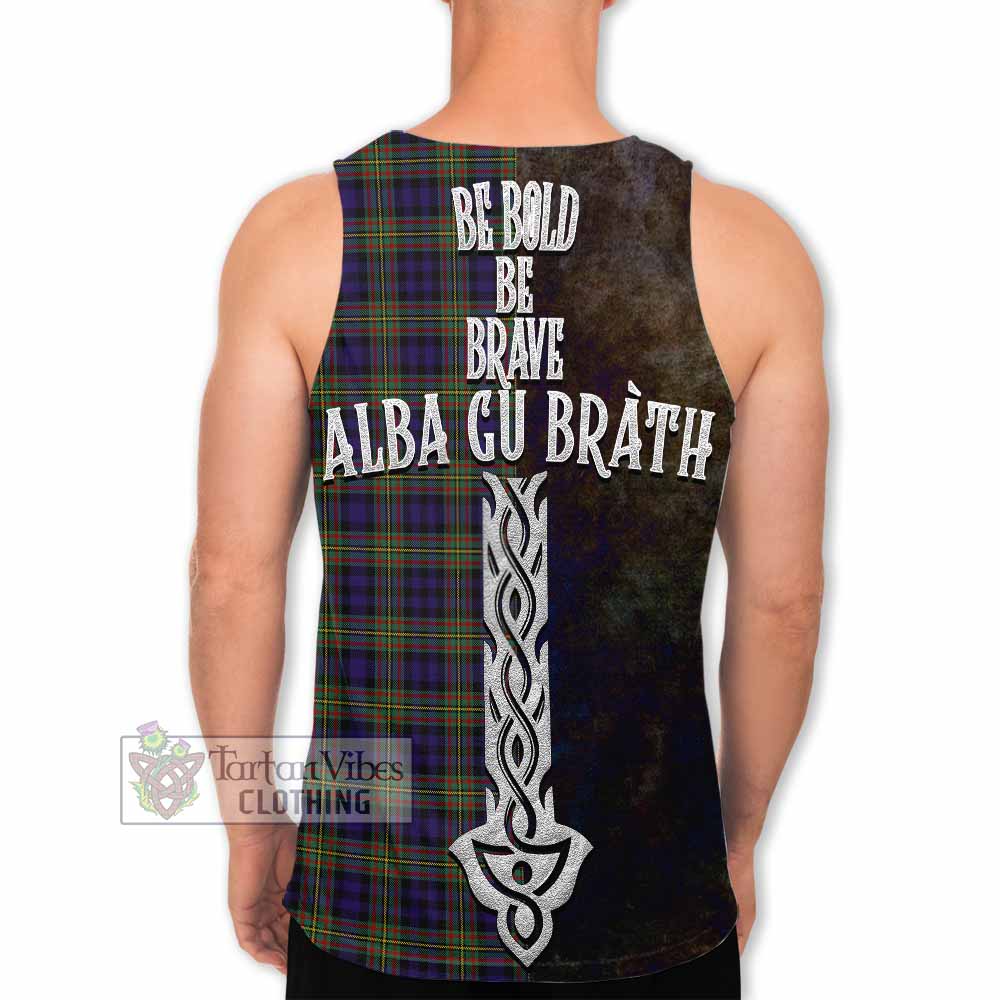 Tartan Vibes Clothing MacLellan (McLellan) Tartan Family Crest Men's Tank Top Alba Gu Brath Be Brave Lion Ancient Style