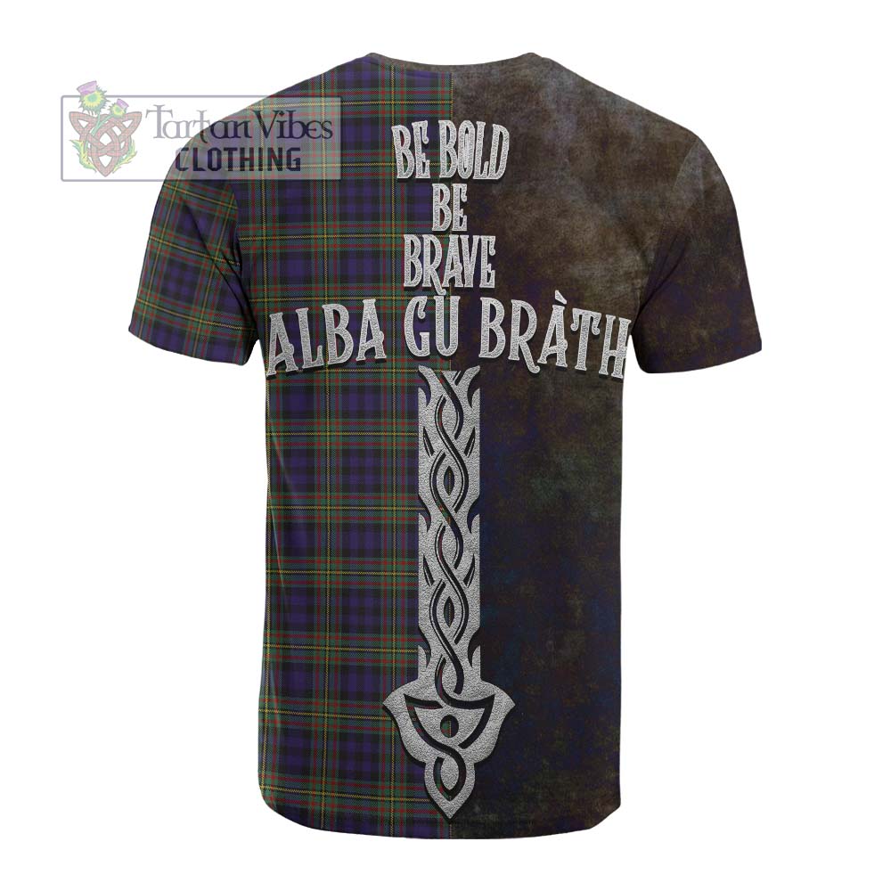 Tartan Vibes Clothing MacLellan (McLellan) Tartan Family Crest Cotton T-shirt Alba Gu Brath Be Brave Lion Ancient Style