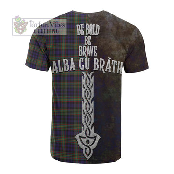 MacLellan (McLellan) Tartan Family Crest Cotton T-shirt Alba Gu Brath Be Brave Lion Ancient Style