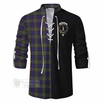 Tartan Vibes Clothing MacLellan (McLellan) Tartan Ghillie Kilt Shirt with Family Crest and Half Of Me Style