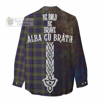 MacLellan (McLellan) Tartan Family Crest Women's Casual Shirt Alba Gu Brath Be Brave Lion Ancient Style