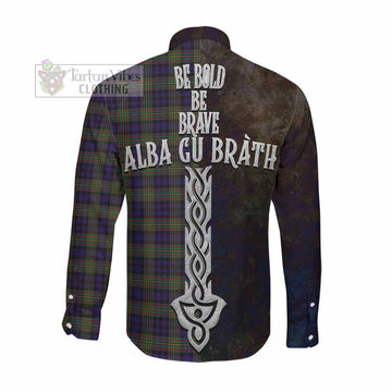 MacLellan (McLellan) Tartan Family Crest Long Sleeve Button Shirt Alba Gu Brath Be Brave Lion Ancient Style
