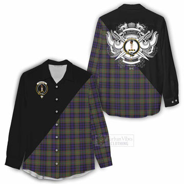 MacLellan (McLellan) Tartan Women's Casual Shirt with Family Crest and Military Logo Style