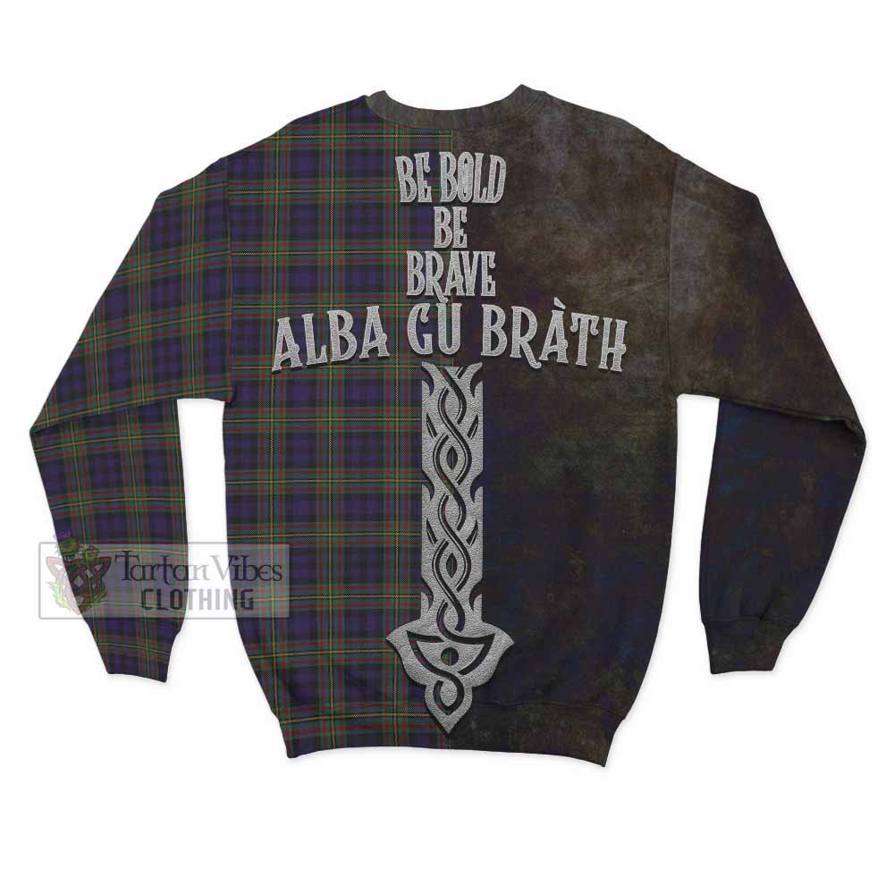Tartan Vibes Clothing MacLellan (McLellan) Tartan Family Crest Sweatshirt Alba Gu Brath Be Brave Lion Ancient Style