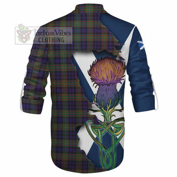 Tartan Vibes Clothing MacLellan (McLellan) Tartan Family Crest Ghillie Kilt Shirt Scottish Thistle Celtic Inspired
