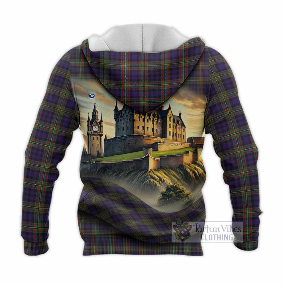 Tartan Vibes Clothing MacLellan (McLellan) Tartan Family Crest Knitted Hoodie with Scottish Ancient Castle Style