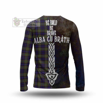 MacLellan (McLellan) Tartan Family Crest Long Sleeve T-Shirt Alba Gu Brath Be Brave Lion Ancient Style