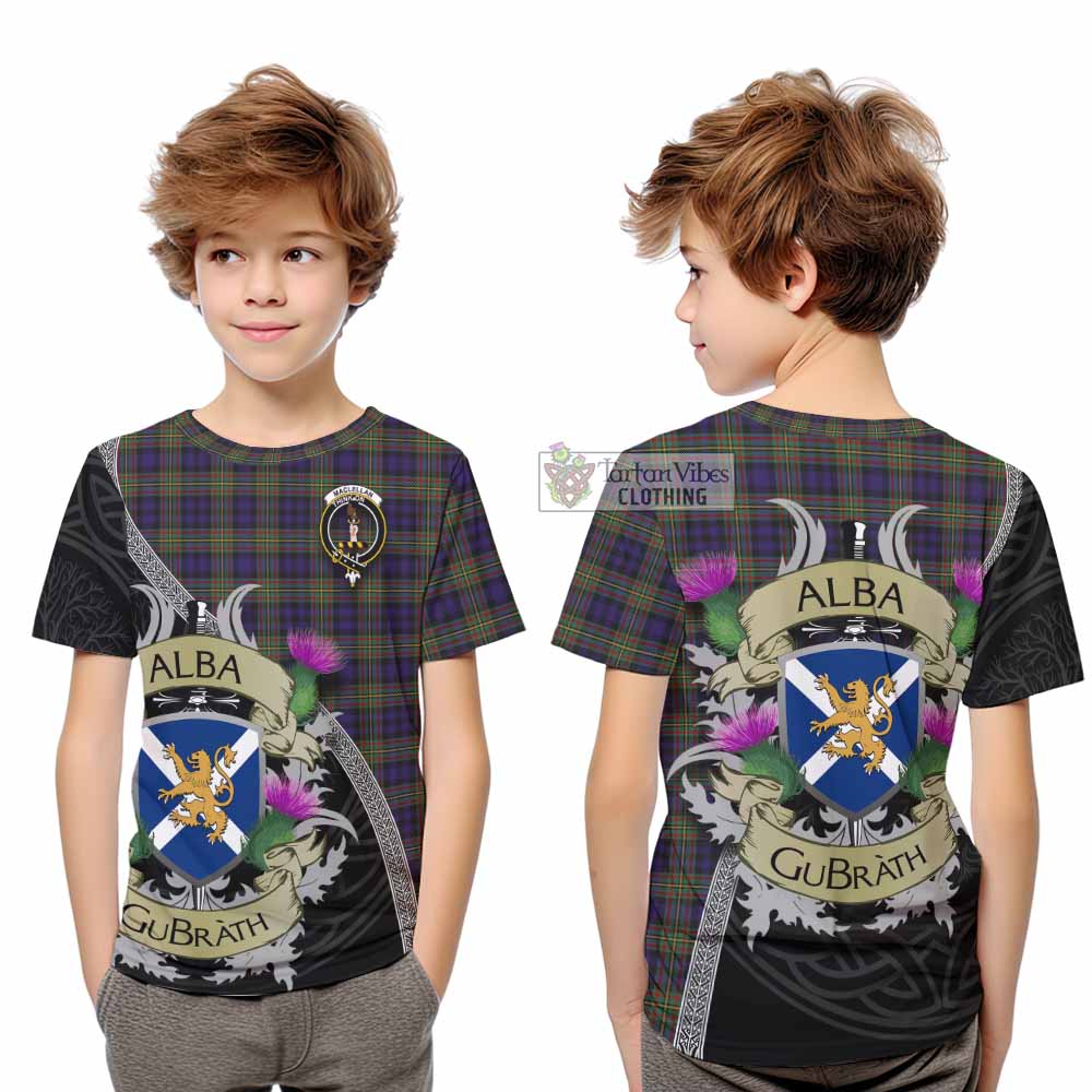 Tartan Vibes Clothing MacLellan (McLellan) Tartan Family Crest Kid T-Shirt Lion Rampant Royal Thistle Shield Celtic Inspired