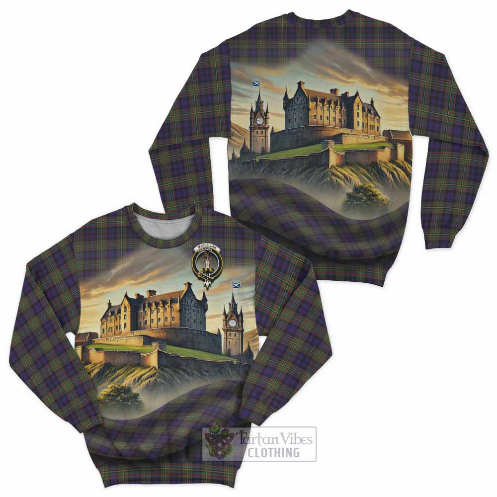 Tartan Vibes Clothing MacLellan (McLellan) Tartan Family Crest Sweatshirt with Scottish Ancient Castle Style