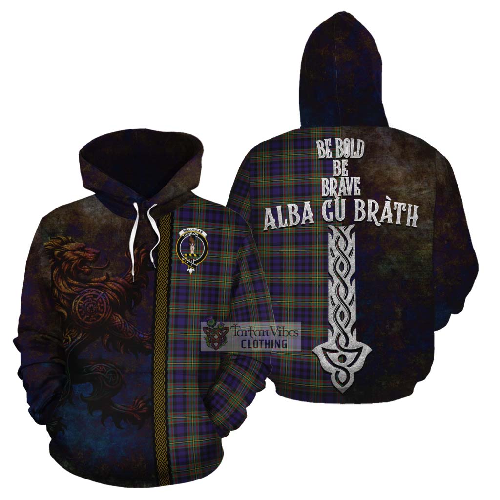 Tartan Vibes Clothing MacLellan (McLellan) Tartan Family Crest Cotton Hoodie Alba Gu Brath Be Brave Lion Ancient Style