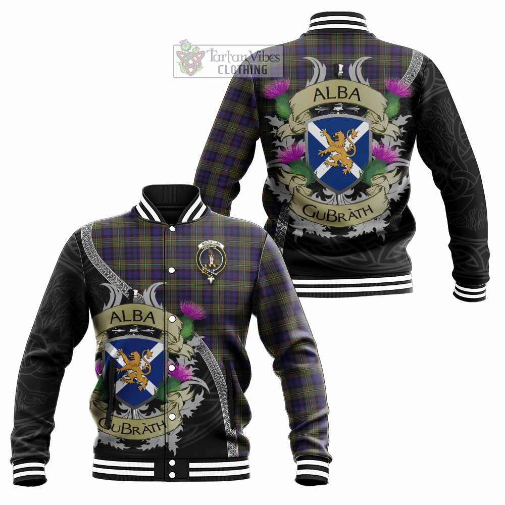 Tartan Vibes Clothing MacLellan (McLellan) Tartan Family Crest Baseball Jacket Lion Rampant Royal Thistle Shield Celtic Inspired