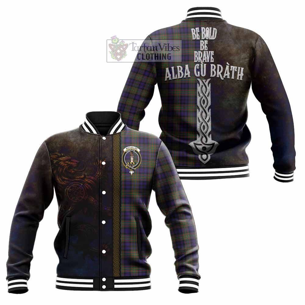 Tartan Vibes Clothing MacLellan (McLellan) Tartan Family Crest Baseball Jacket Alba Gu Brath Be Brave Lion Ancient Style