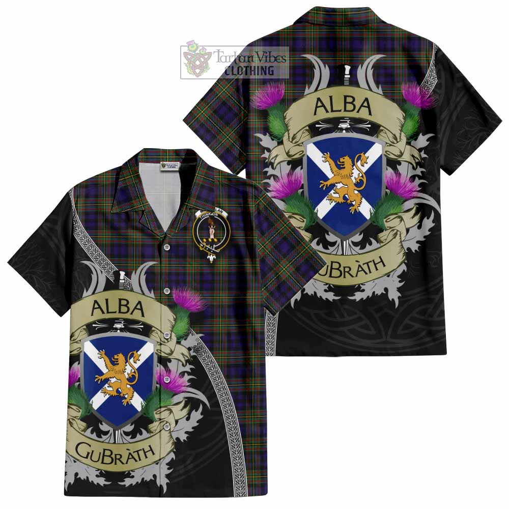 Tartan Vibes Clothing MacLellan (McLellan) Tartan Family Crest Short Sleeve Button Shirt Lion Rampant Royal Thistle Shield Celtic Inspired