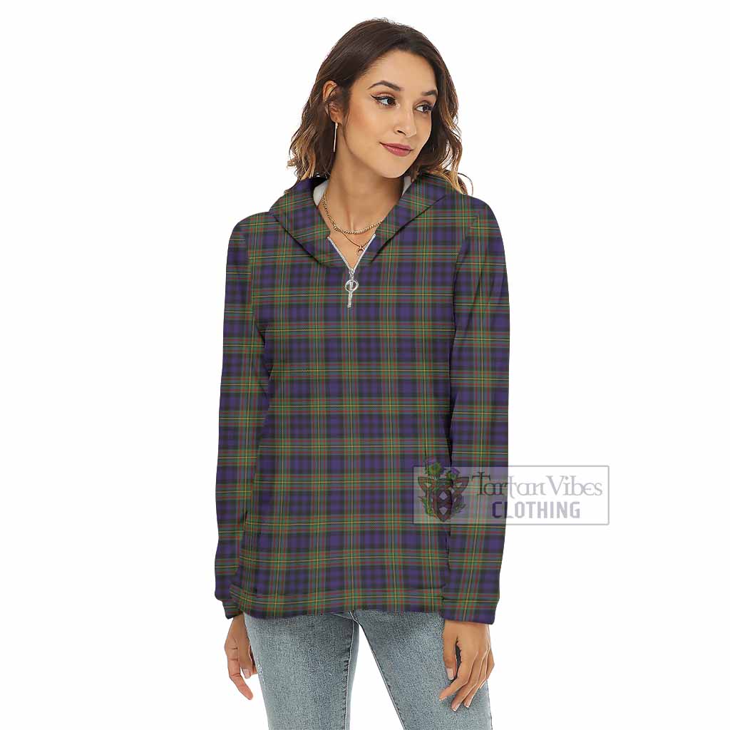 Tartan Vibes Clothing MacLellan (McLellan) Tartan Women's Borg  Half Zip Fleece Hoodie