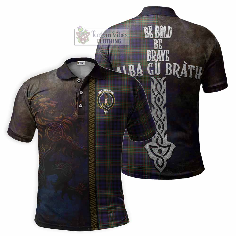 Tartan Vibes Clothing MacLellan (McLellan) Tartan Family Crest Polo Shirt Alba Gu Brath Be Brave Lion Ancient Style
