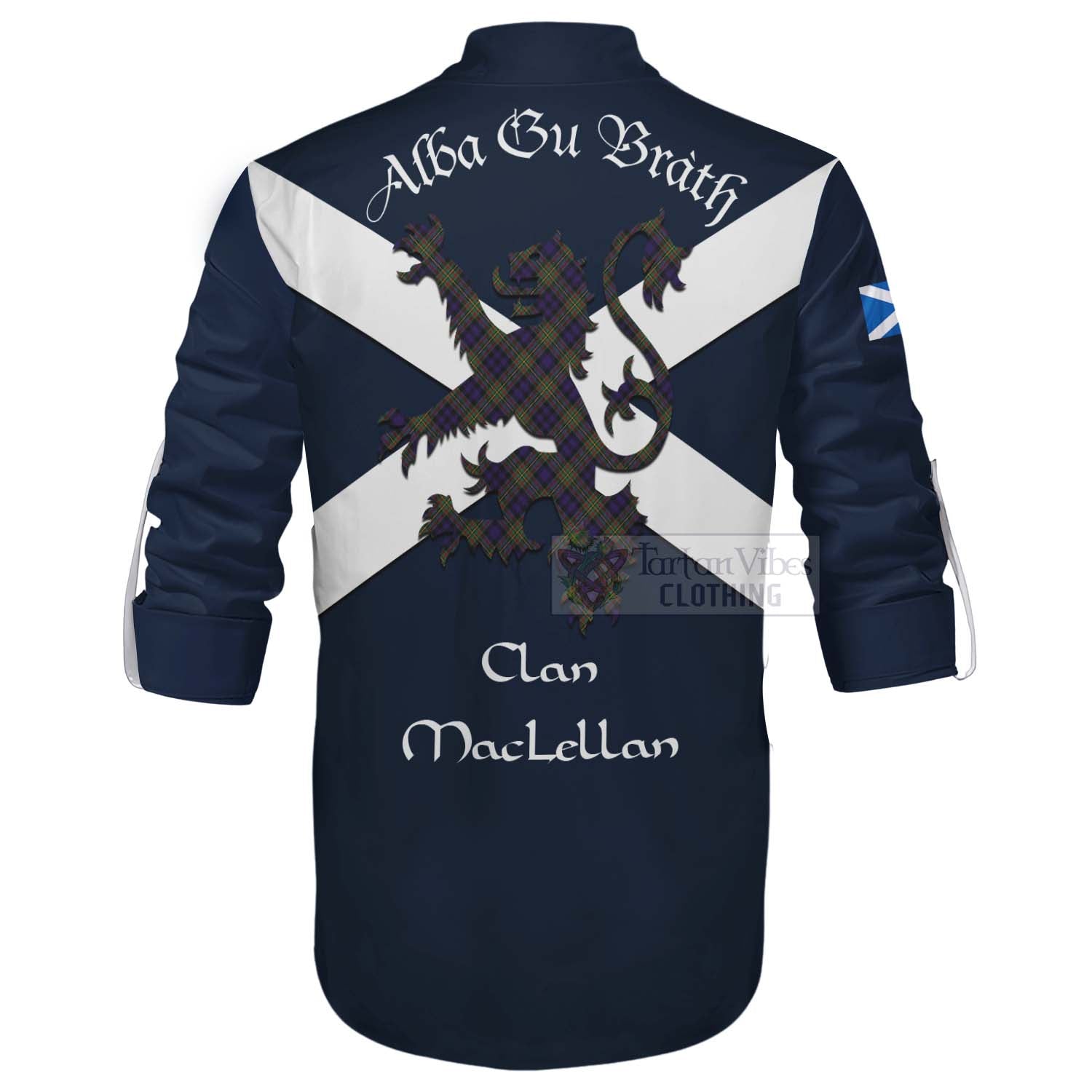 Tartan Vibes Clothing MacLellan (McLellan) Tartan Lion Rampant Ghillie Kilt Shirt Proudly Display Your Heritage with Alba Gu Brath and Clan Name