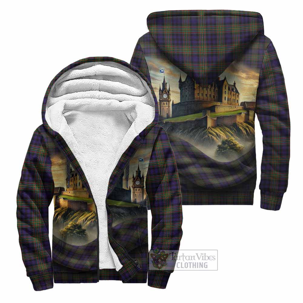 Tartan Vibes Clothing MacLellan (McLellan) Tartan Family Crest Sherpa Hoodie with Scottish Ancient Castle Style