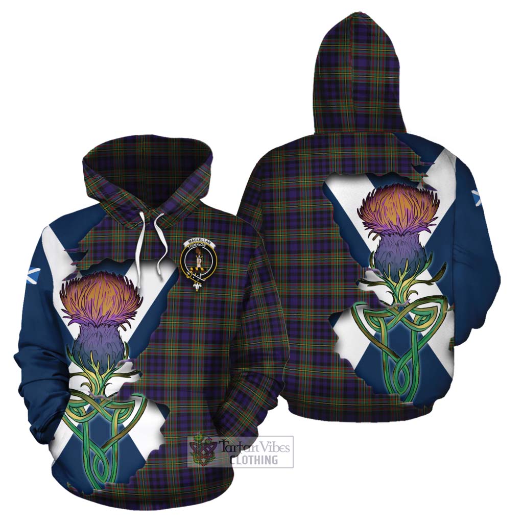 Tartan Vibes Clothing MacLellan (McLellan) Tartan Family Crest Cotton Hoodie Scottish Thistle Celtic Inspired