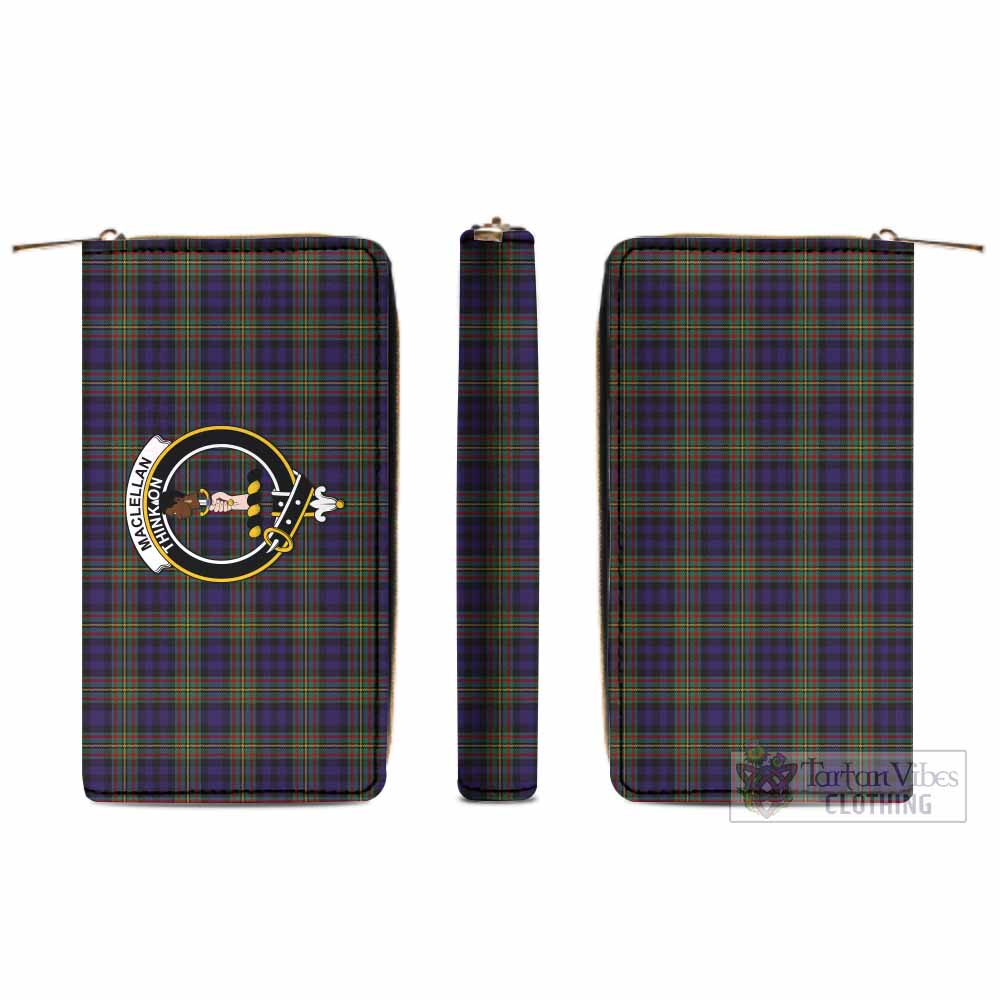 Tartan Vibes Clothing MacLellan (McLellan) Tartan Women's Leather Wallet with Family Crest