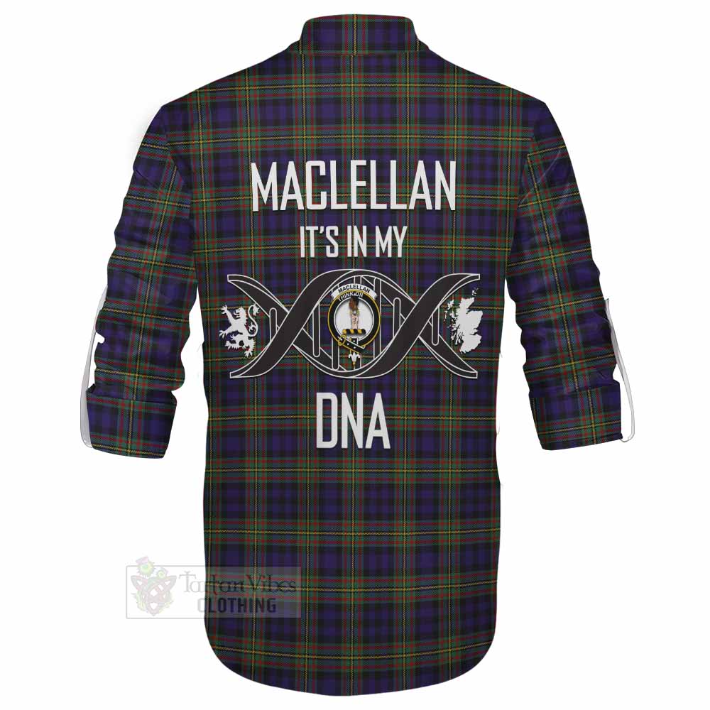 Tartan Vibes Clothing MacLellan (McLellan) Tartan Ghillie Kilt Shirt with Family Crest DNA In Me Style