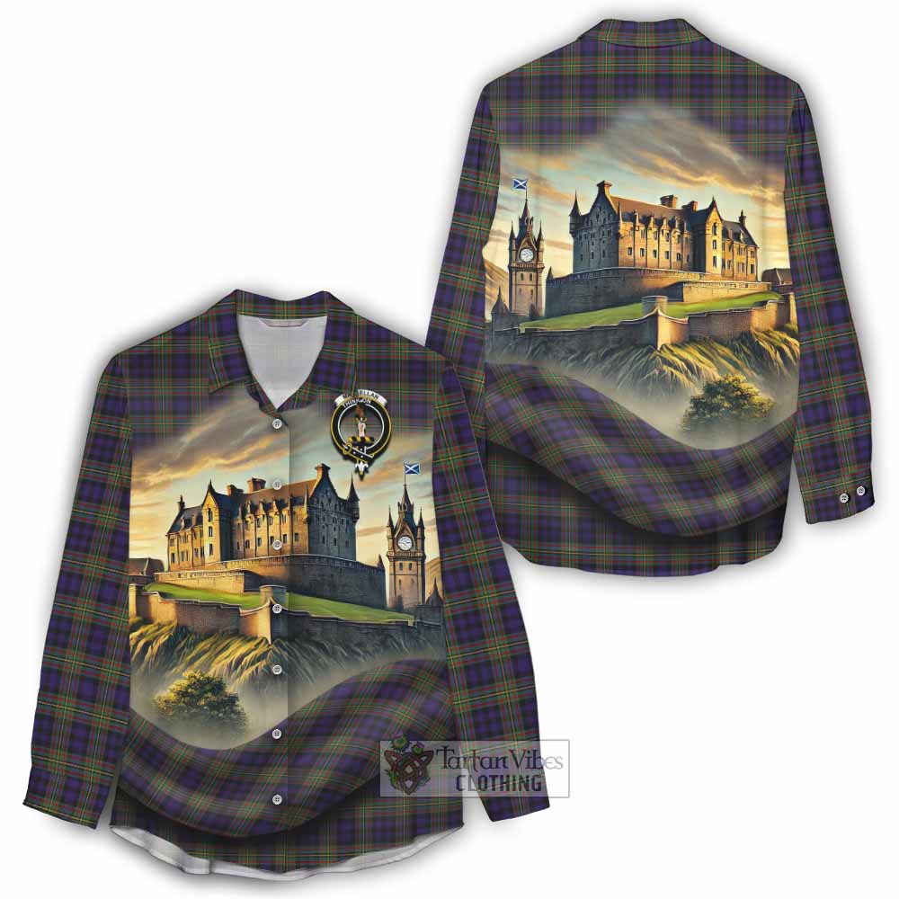 Tartan Vibes Clothing MacLellan (McLellan) Tartan Family Crest Women's Casual Shirt with Scottish Ancient Castle Style