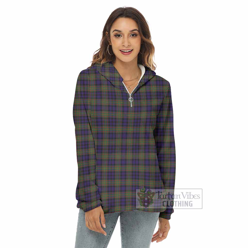 Tartan Vibes Clothing MacLellan (McLellan) Tartan Women's Borg  Half Zip Fleece Hoodie