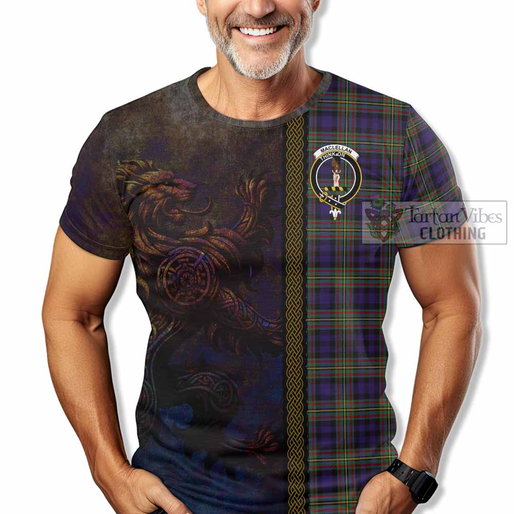 Tartan Vibes Clothing MacLellan (McLellan) Tartan Family Crest T-Shirt Alba Gu Brath Be Brave Lion Ancient Style