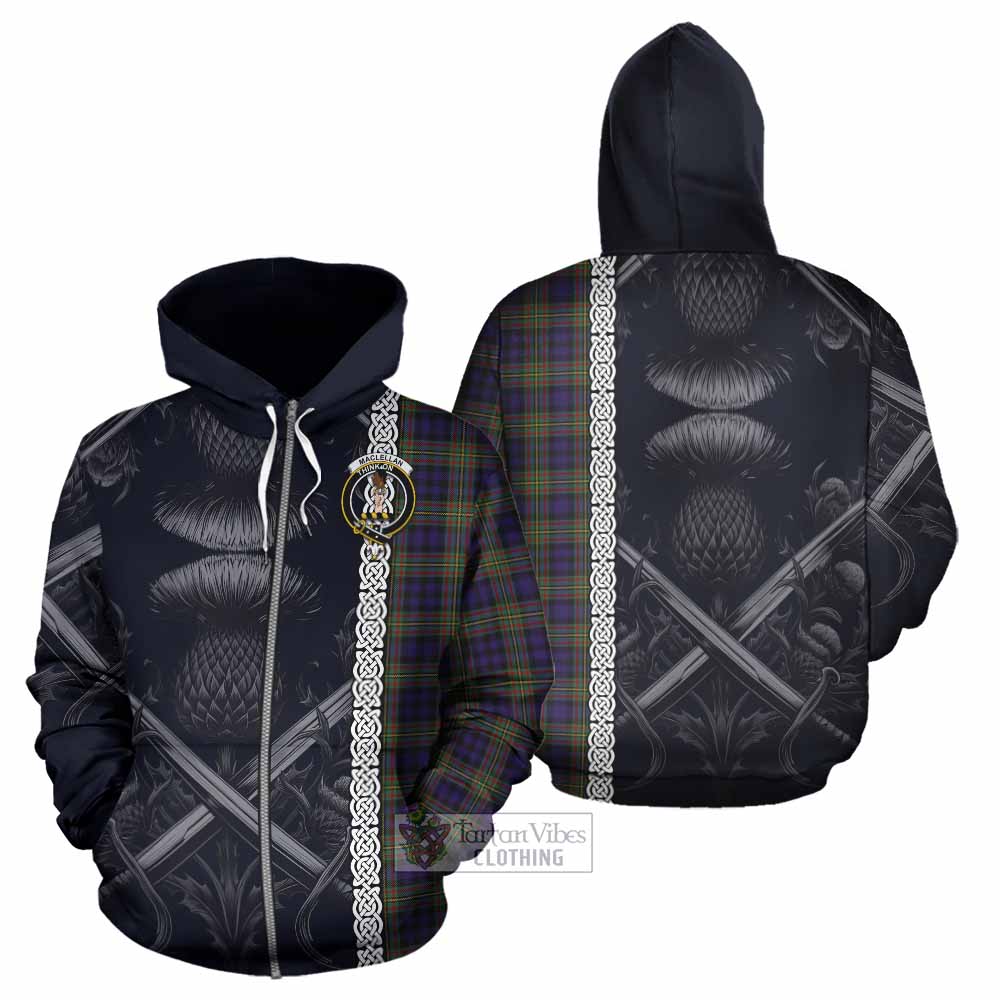 Tartan Vibes Clothing MacLellan (McLellan) Tartan Hoodie with Family Crest Cross Sword Thistle Celtic Vibes