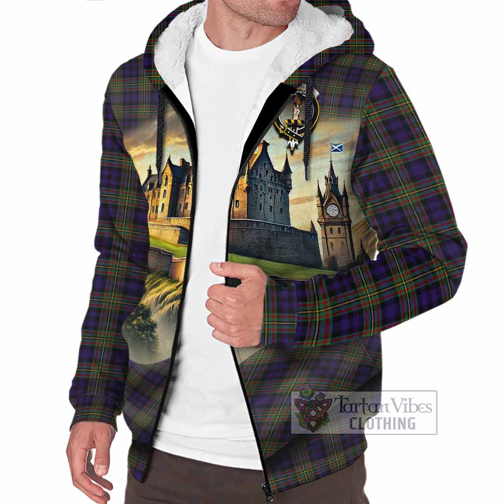 Tartan Vibes Clothing MacLellan (McLellan) Tartan Family Crest Sherpa Hoodie with Scottish Ancient Castle Style