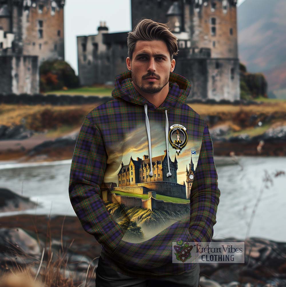 Tartan Vibes Clothing MacLellan (McLellan) Tartan Family Crest Cotton Hoodie with Scottish Ancient Castle Style
