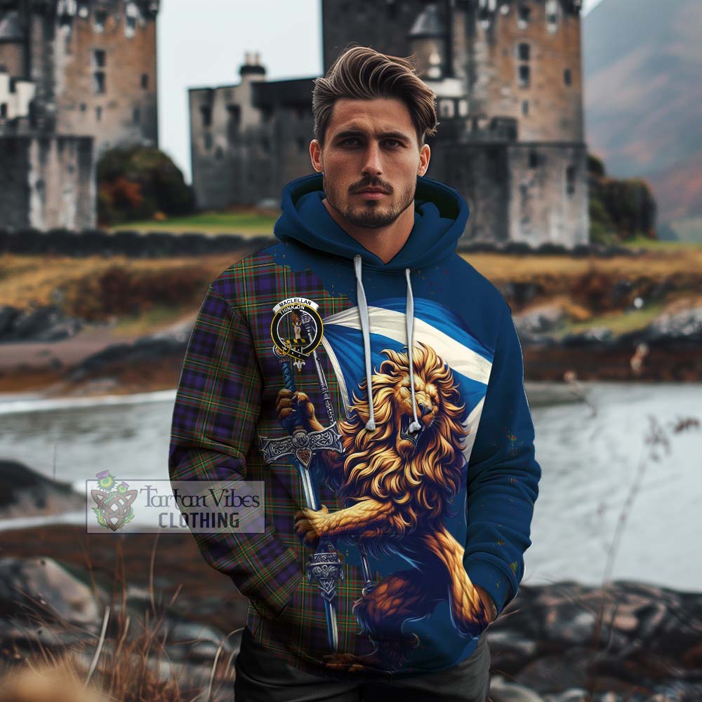 Tartan Vibes Clothing MacLellan (McLellan) Tartan Family Crest Cotton Hoodie with Scottish Majestic Lion