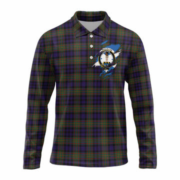 MacLellan (McLellan) Clan Crest In Me Tartan Long Sleeve Polo Shirt Scotland Flag Style