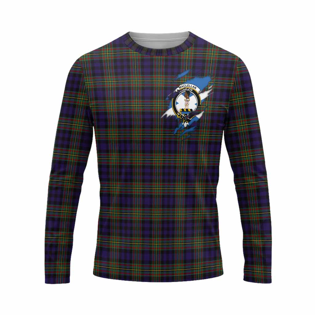 MacLellan (McLellan) Clan Crest In Me Tartan Long Sleeve T-Shirt Scotland Flag Style