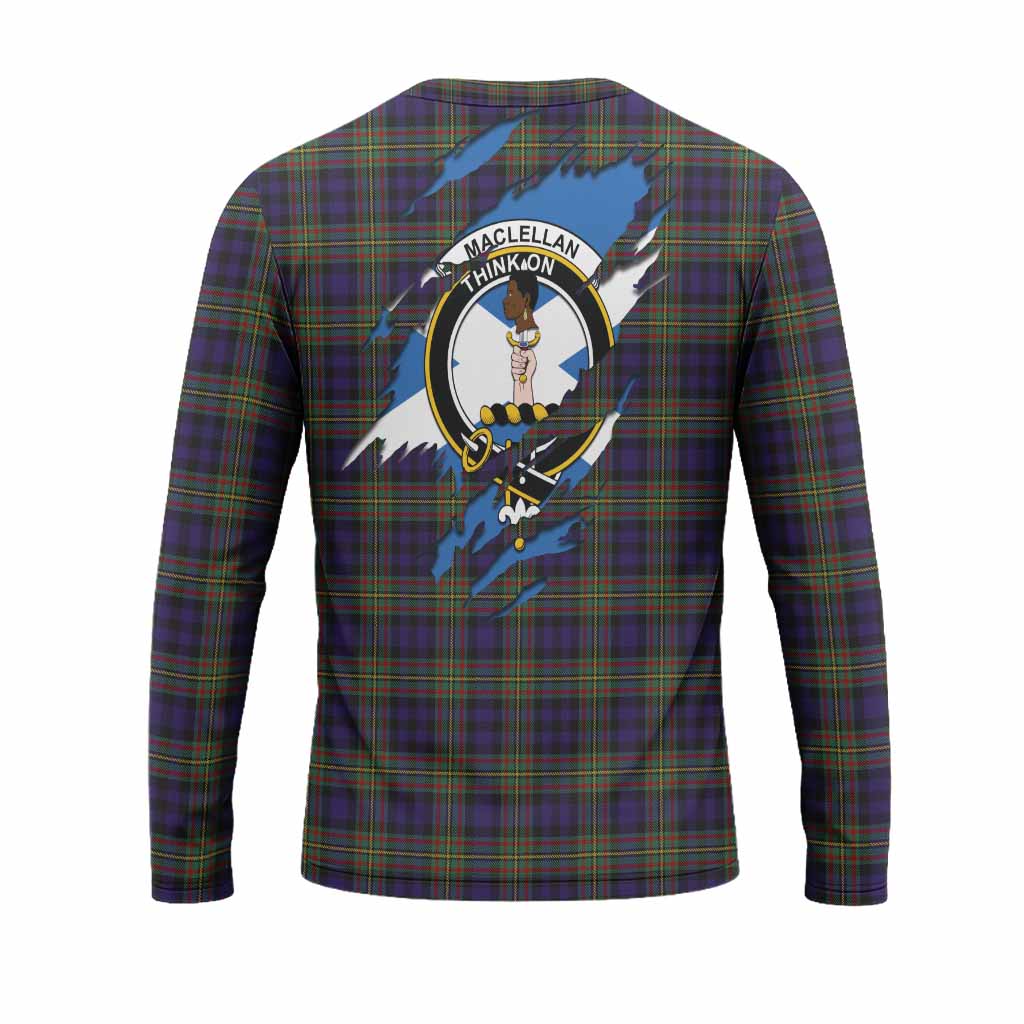 MacLellan (McLellan) Clan Crest In Me Tartan Long Sleeve T-Shirt Scotland Flag Style