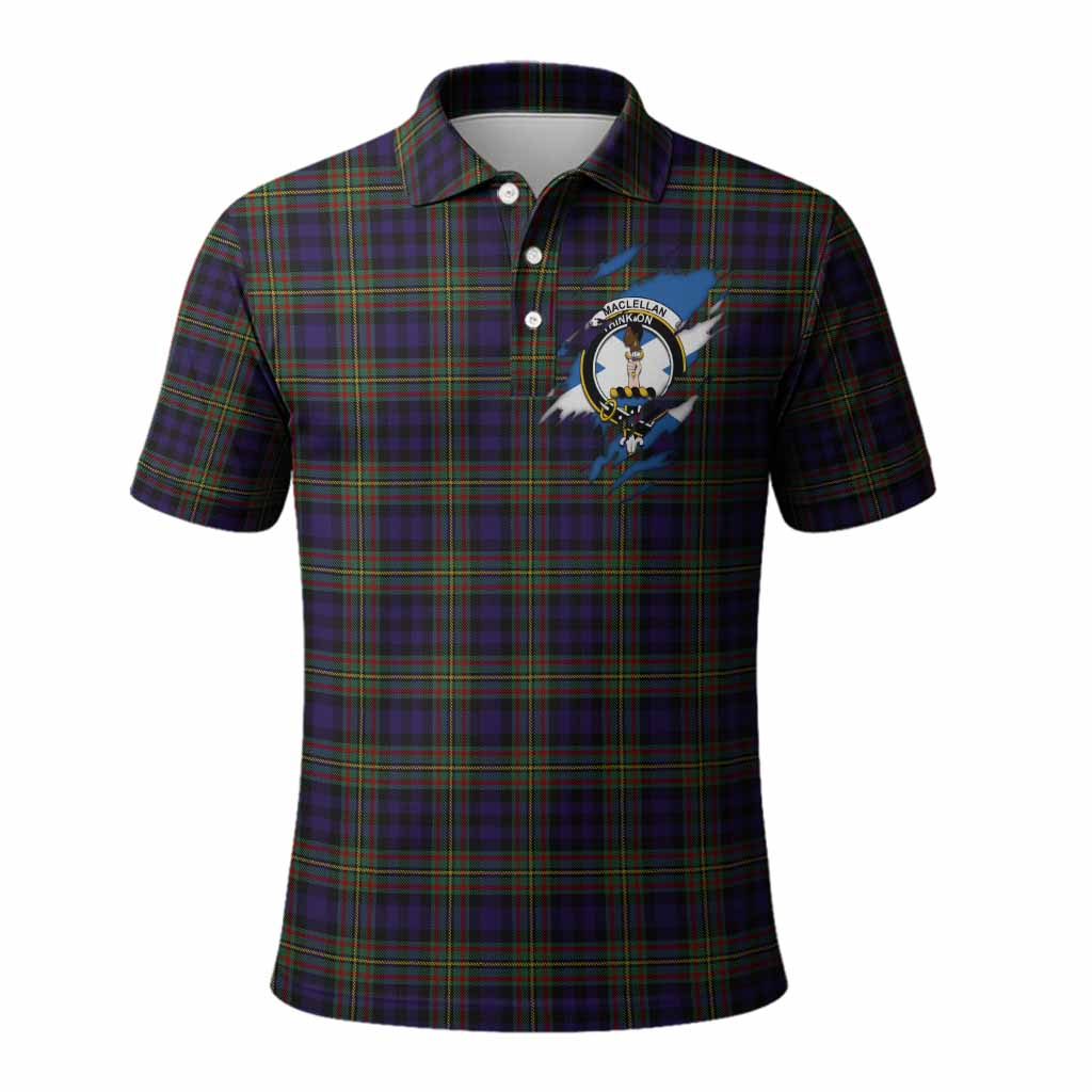 MacLellan (McLellan) Clan Crest In Me Tartan Polo Shirt Scotland Flag Style
