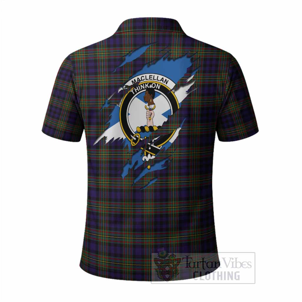 MacLellan (McLellan) Clan Crest In Me Tartan Polo Shirt Scotland Flag Style