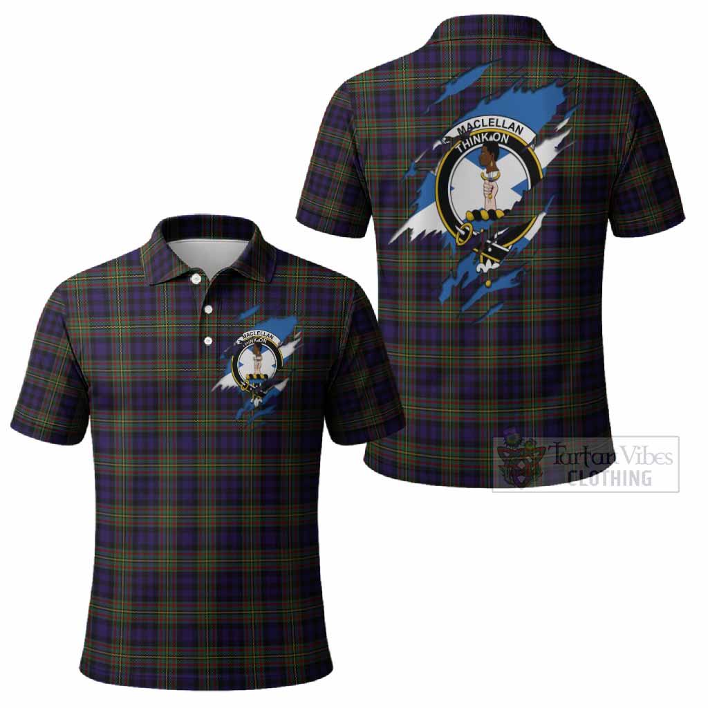 MacLellan (McLellan) Clan Crest In Me Tartan Polo Shirt Scotland Flag Style