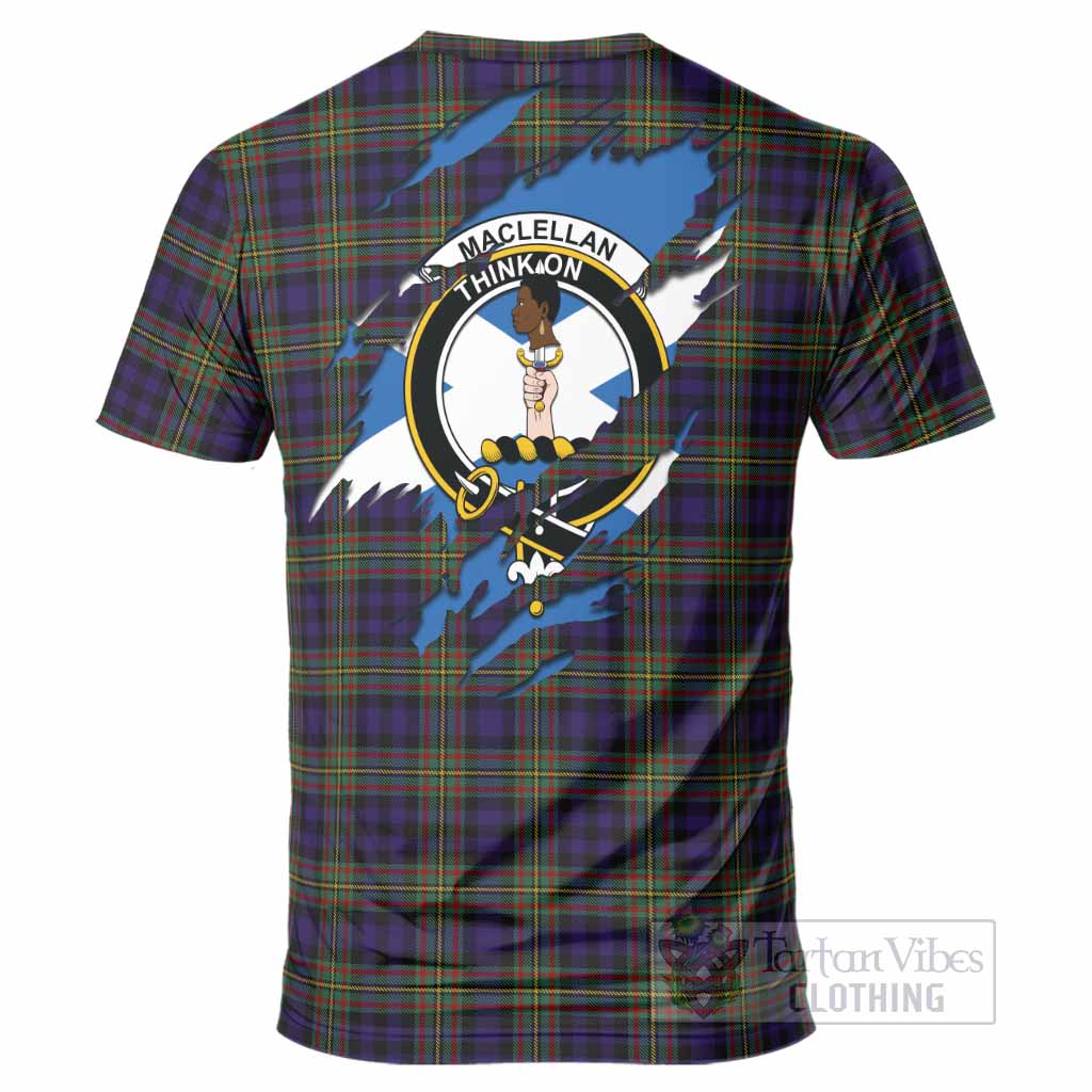 MacLellan (McLellan) Clan Crest In Me Tartan T-Shirt Scotland Flag Style