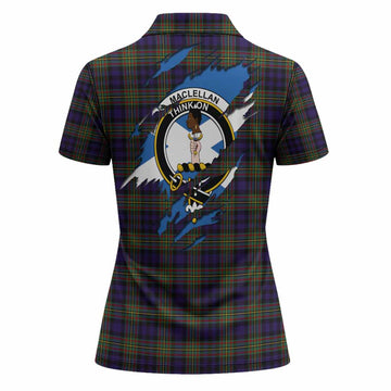 MacLellan (McLellan) Clan Crest In Me Tartan Women Polo Shirt Scotland Flag Style