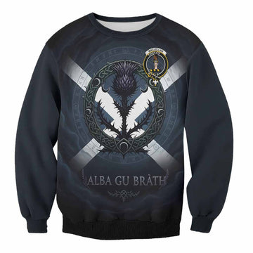 MacLellan (McLellan) Clan Crest Sweatshirt with Celtic Knot Thistle and Saltire