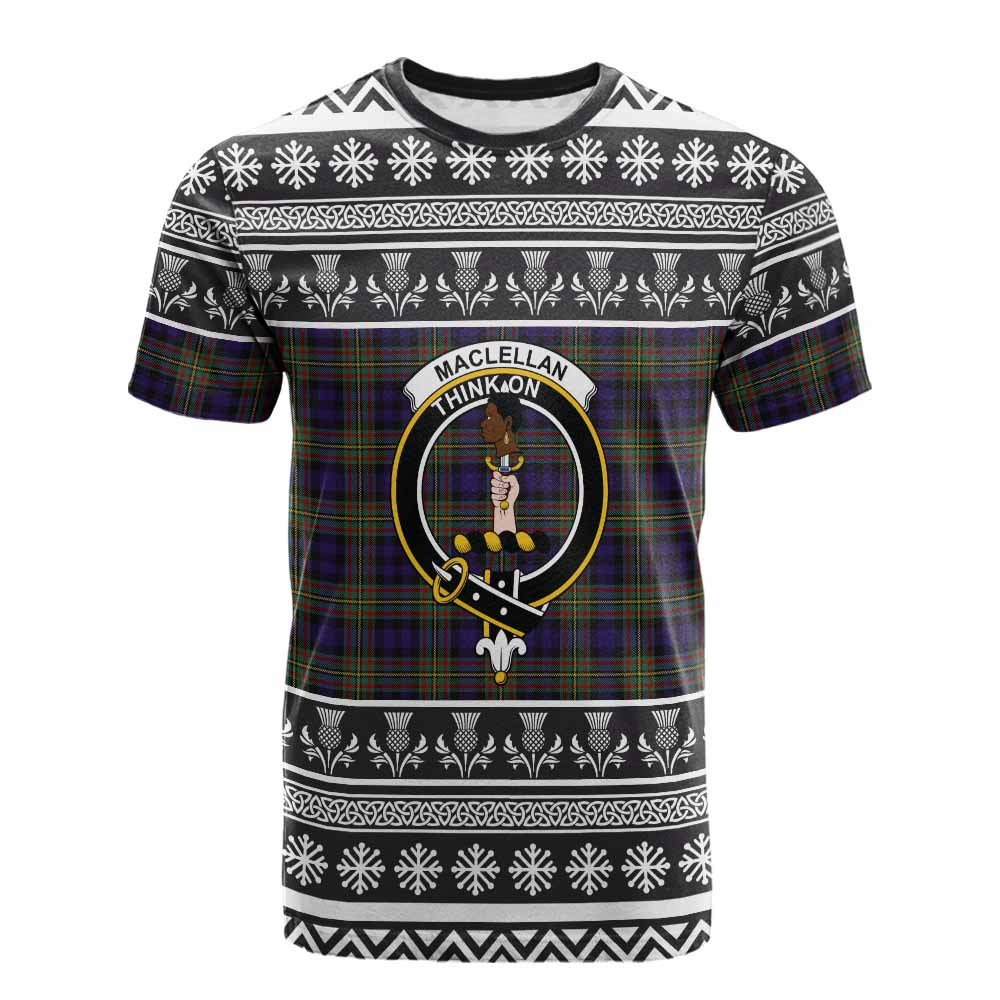 MacLellan (McLellan) Clan Tartan Christmas Cotton T-shirt with Family Crest - Tartan Vibes Clothing