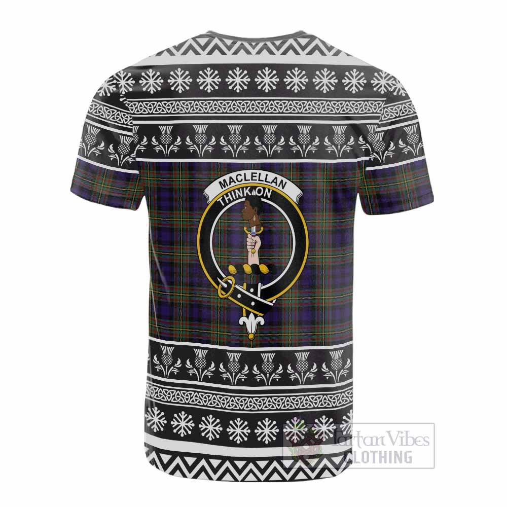 MacLellan (McLellan) Clan Tartan Christmas Cotton T-shirt with Family Crest - Tartan Vibes Clothing