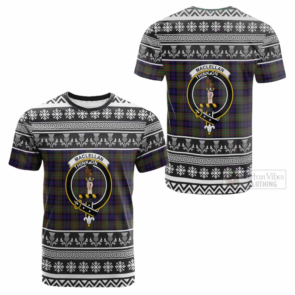 MacLellan (McLellan) Clan Tartan Christmas Cotton T-shirt with Family Crest - Tartan Vibes Clothing