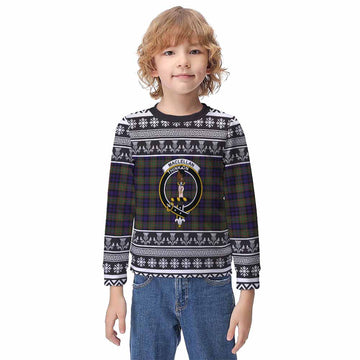 MacLellan (McLellan) Clan Tartan Christmas Kid Ugly Sweatshirt with Family Crest