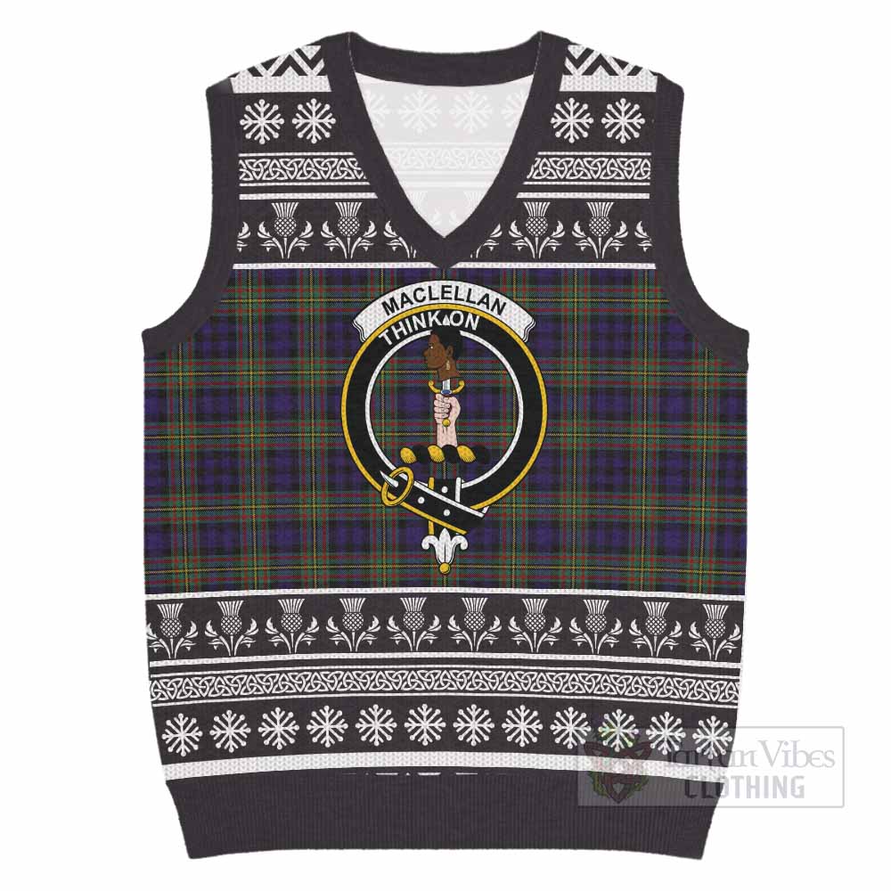 MacLellan (McLellan) Clan Tartan Christmas Knitted V-Neck Vest with Family Crest - Tartan Vibes Clothing
