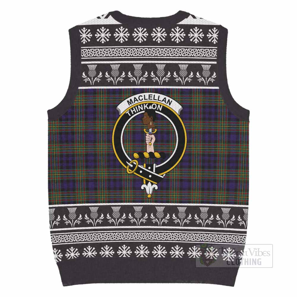 MacLellan (McLellan) Clan Tartan Christmas Knitted V-Neck Vest with Family Crest - Tartan Vibes Clothing