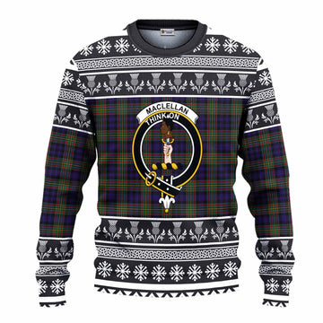 MacLellan (McLellan) Clan Tartan Christmas Ugly Sweater with Family Crest